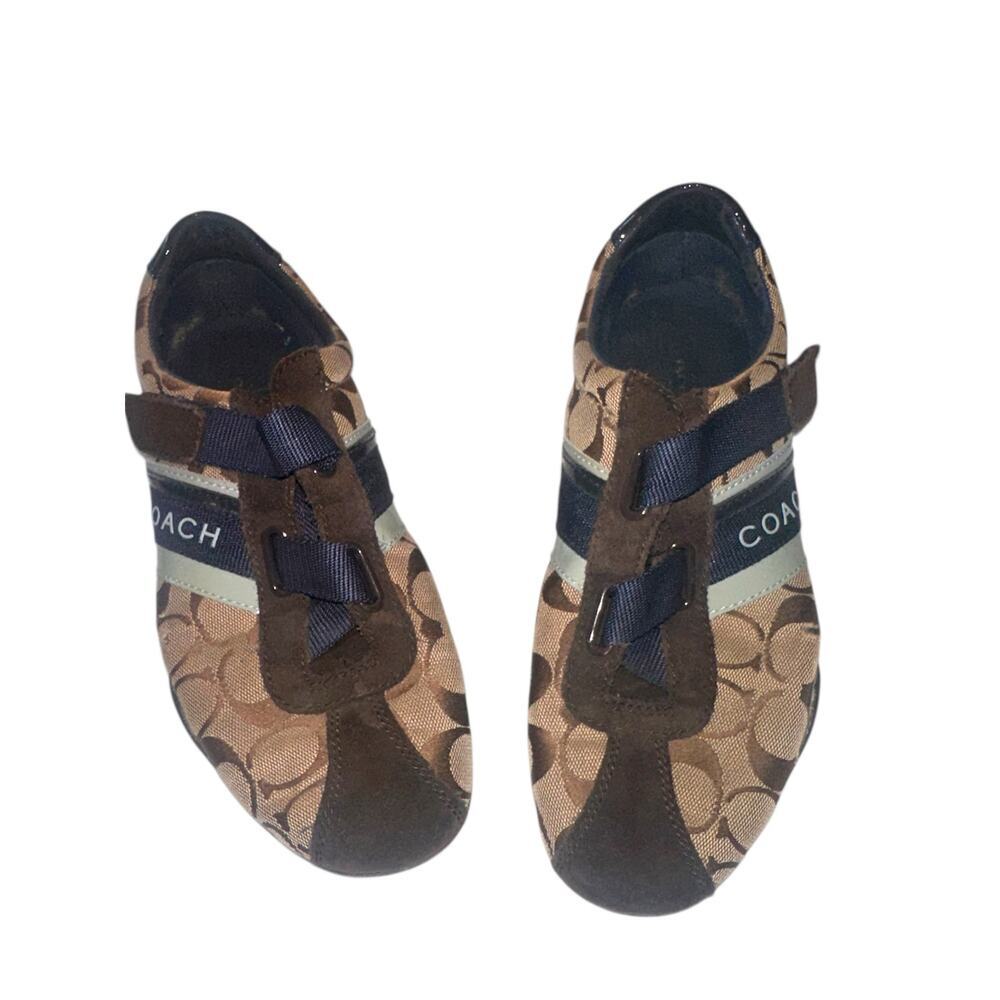 Coach Jenney Signature Sneakers Brown Canvas Logo Size 9.5M Y2K
